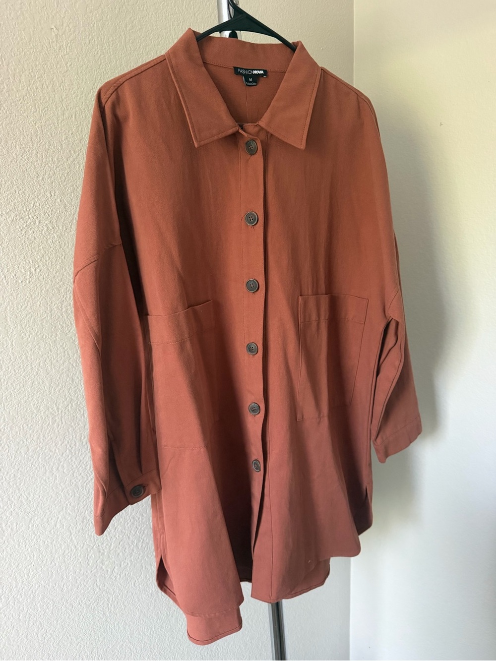 Fashion Nova Daleyza Rust Oversized Shirt Jacket Shacket Size Medium NWT